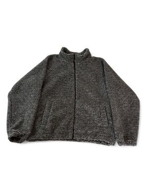 New BDG Men's Charcoal Sherpa Zip Up Jacket